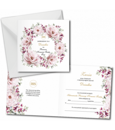 Zaproszenie na KOMUNIĘ ŚWIĘTĄ dla DZIADKA + IMIĘ dziecka - SARENKA 2 PERSONALIZOWANE