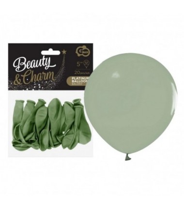 Balony Beauty&Charm 13 cm - 5" pastelowe szaro-zielone - 20 sztuk