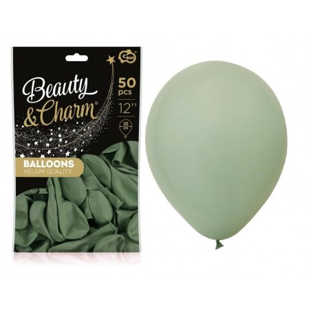 Balony Beauty&Charm 30 cm - 12" pastelowe szaro-zielone - 50 sztuk