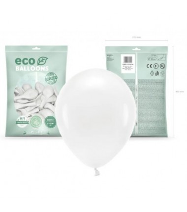 Balony Eco 30 cm pastelowe białe White - 100 sztuk