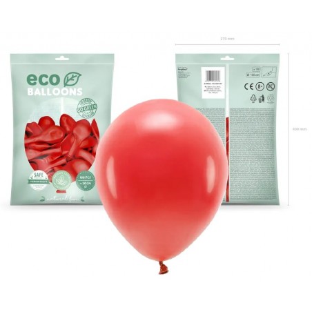 Balony Eco 30 cm pastelowe czerwone Red - 100 sztuk