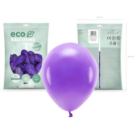 Balony Eco 30 cm pastelowe fioletowe Violet- 100 sztuk