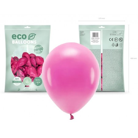 Balony Eco 30 cm pastelowe fuksjowe Fuchsia - 100 sztuk