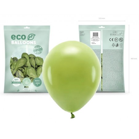 Balony Eco 30 cm pastelowe oliwkowe Olive Green - 100 sztuk