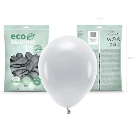 Balony Eco 30 cm pastelowe szare Grey - 100 sztuk