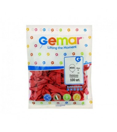 Balony Gemar 13 cm - 5" - pastelowe czerwone Red A50/045 - 100 sztuk