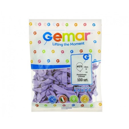 Balony Gemar 13 cm - 5" - pastelowe liliowe Lilac A50/79 (macaron) - 100 sztuk