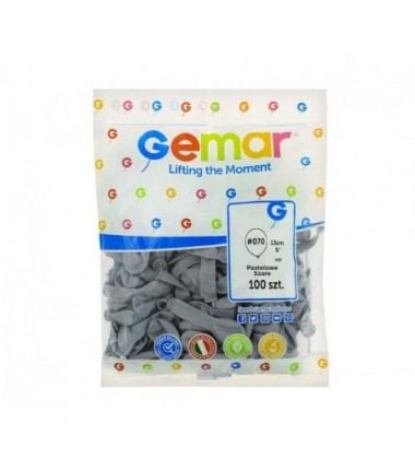 Balony Gemar 13 cm - 5" - pastelowe szare Grey A50/70 - 100 sztuk