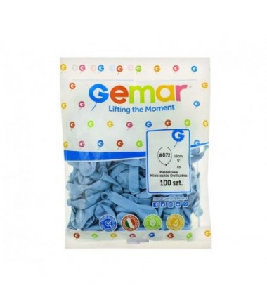 Balony Gemar 13 cm - 5" - pastelowy niebieski delikatny 072 baby blue A50/72 macaron- 100 sztuk