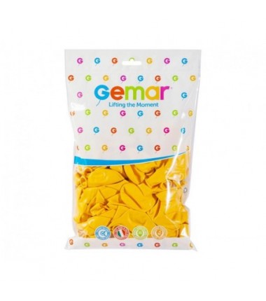 Balony Gemar 26 cm - 10" - pastelowe ciemnożółte Yellow G90/03 - 100 sztuk