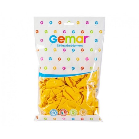 Balony Gemar 26 cm - 10" - pastelowe ciemnożółte Yellow G90/03 - 100 sztuk