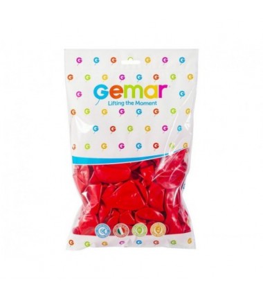 Balony Gemar 26 cm - 10" - pastelowe czerwone Red G90/045 - 100 sztuk