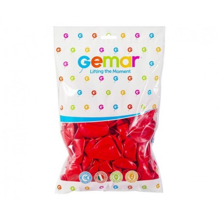 Balony Gemar 26 cm - 10" - pastelowe czerwone Red G90/045 - 100 sztuk