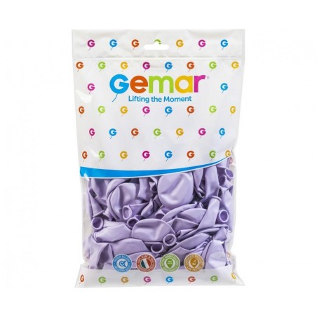 Balony Gemar 26 cm - 10" - pastelowe liliowe Lilac G90/79 (macaron) - 100 sztuk