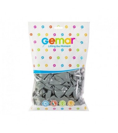 Balony Gemar 26 cm - 10" - pastelowe szare Grey G90/70 - 100 sztuk
