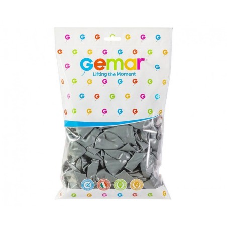 Balony Gemar 26 cm - 10" - pastelowe szare Grey G90/70 - 100 sztuk