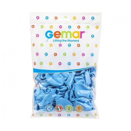 Balony Gemar 26 cm - 10" - pastelowy niebieski delikatny Baby blue G90/72 macaron - 100 sztuk