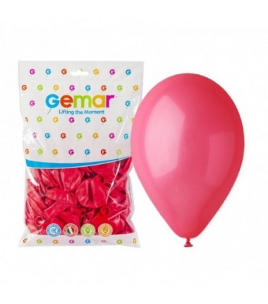 Balony Gemar 30 cm - 12" -  pastelowe czerwone Red G110/005 - 100 sztuk