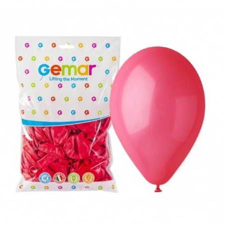 Balony Gemar 30 cm - 12" -  pastelowe czerwone Red G110/005 - 100 sztuk