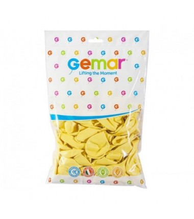 Balony Gemar 30 cm - 12" - musztardowe (macaron) Baby Yellow G110/043 - 100 sztuk