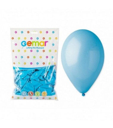 Balony Gemar 30 cm - 12" - pastelowe błękitne Light Blue G110/09 - 100 sztuk