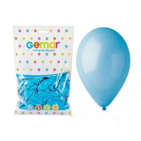 Balony Gemar 30 cm - 12" - pastelowe błękitne Light Blue G110/09 - 100 sztuk