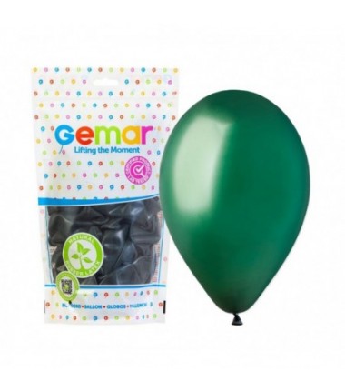 Balony Gemar 30 cm - 12" - pastelowe butelkowa zieleń Emerald Green G110/104 - 100 sztuk