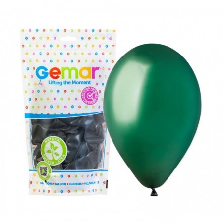 Balony Gemar 30 cm - 12" - pastelowe butelkowa zieleń Emerald Green G110/104 - 100 sztuk