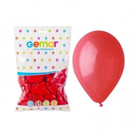 Balony Gemar 30 cm - 12" - pastelowe ciemne czerwone Red G110/045 - 100 sztuk