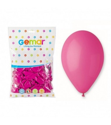 Balony Gemar 30 cm - 12" - pastelowe ciemnoróżowe Fuchsia G110/07 - 100 sztuk