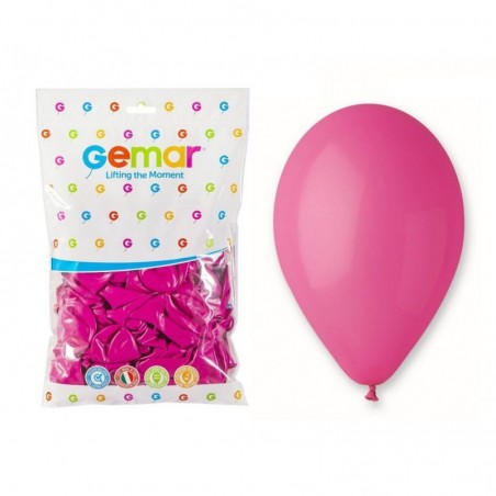 Balony Gemar 30 cm - 12" - pastelowe ciemnoróżowe Fuchsia G110/07 - 100 sztuk