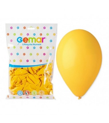 Balony Gemar 30 cm - 12" - pastelowe ciemnożółte Yellow G110/03 - 100 sztuk