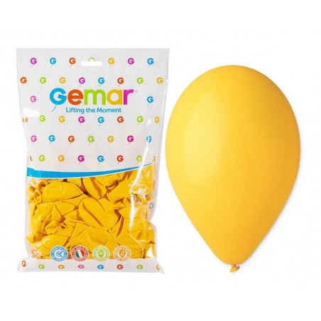 Balony Gemar 30 cm - 12" - pastelowe ciemnożółte Yellow G110/03 - 100 sztuk