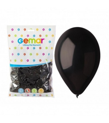 Balony Gemar 30 cm - 12" - pastelowe czarne Black G110/14 - 100 sztuk