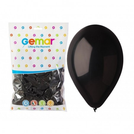 Balony Gemar 30 cm - 12" - pastelowe czarne Black G110/14 - 100 sztuk