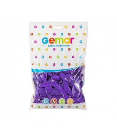 Balony Gemar 30 cm - 12" - pastelowe fioletowe Purple G110/008 - 100 sztuk
