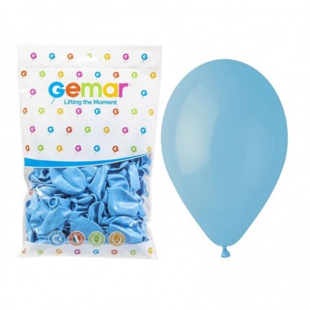 Balony Gemar 30 cm - 12" - pastelowe niebieskie delikatne Baby Blue G110/72 (macaron) - 100 sztuk