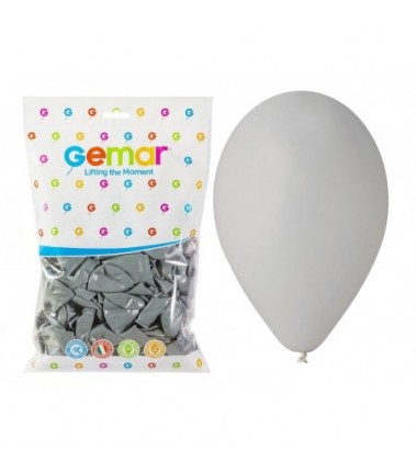 Balony Gemar 30 cm - 12" - pastelowe szare Grey G110/70 - 100 sztuk