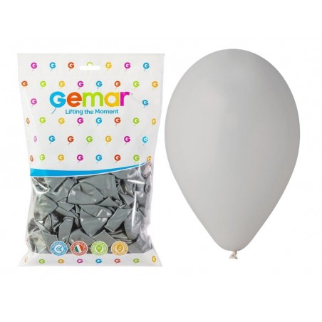 Balony Gemar 30 cm - 12" - pastelowe szare Grey G110/70 - 100 sztuk