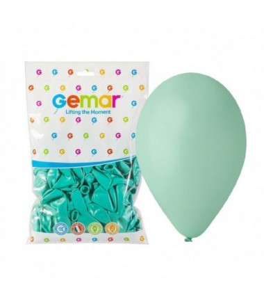 Balony Gemar 30 cm - 12" - pastelowe turkusowo-zielone (macaron) Aquamarine G110/050 - 100 sztuk