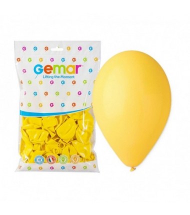 Balony Gemar 30 cm - 12" - pastelowe żółte Yellow G110/002 - 100 sztuk