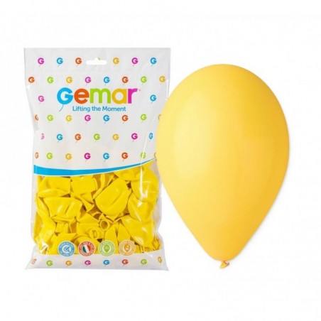 Balony Gemar 30 cm - 12" - pastelowe żółte Yellow G110/002 - 100 sztuk