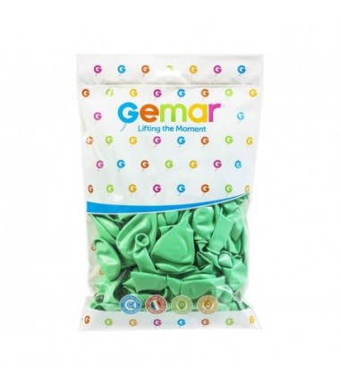 Balony Gemar 30 cm - 12" - zielone miętowe (macaron) Mint Green G110/077 - 100 sztuk