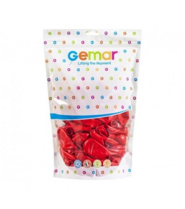 Balony Gemar 33 cm - 13" - pastelowe ciemne czerwone Red G120/045 - 50 sztuk