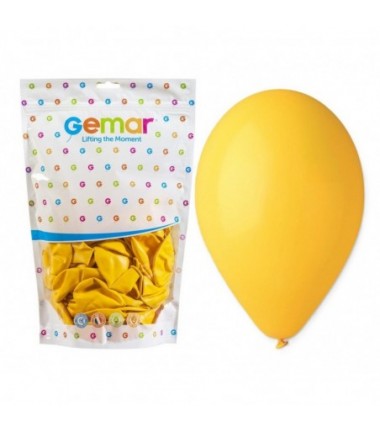 Balony Gemar 33 cm - 13" - pastelowe ciemnożółte Yellow G120/003 - 50 sztuk
