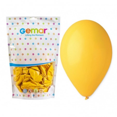 Balony Gemar 33 cm - 13" - pastelowe ciemnożółte Yellow G120/003 - 50 sztuk