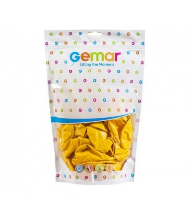 Balony Gemar 33 cm - 13" - pastelowe ciemnożółte Yellow G120/003 - 50 sztuk