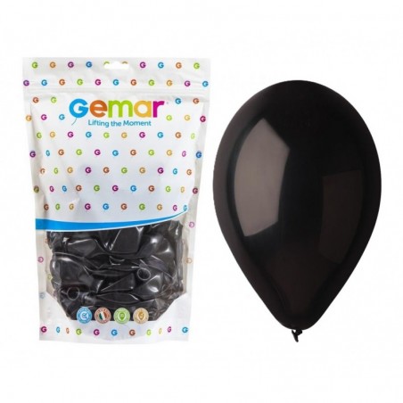 Balony Gemar 33 cm - 13" - pastelowe czarne Black G120/014 - 50 sztuk