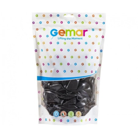 Balony Gemar 33 cm - 13" - pastelowe czarne Black G120/014 - 50 sztuk