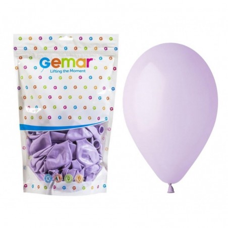 Balony Gemar 33 cm - 13" - pastelowe liliowe Lilac G120/079 - 50 sztuk